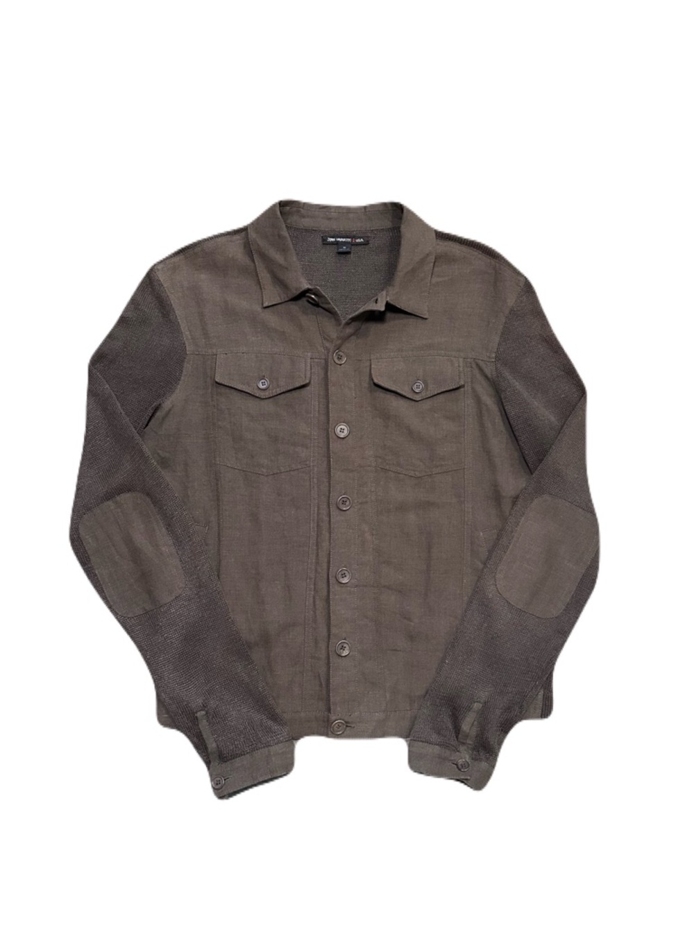 John Varvatos USA Linen Knit Jacket Lightweight Mens M Brown Trucker